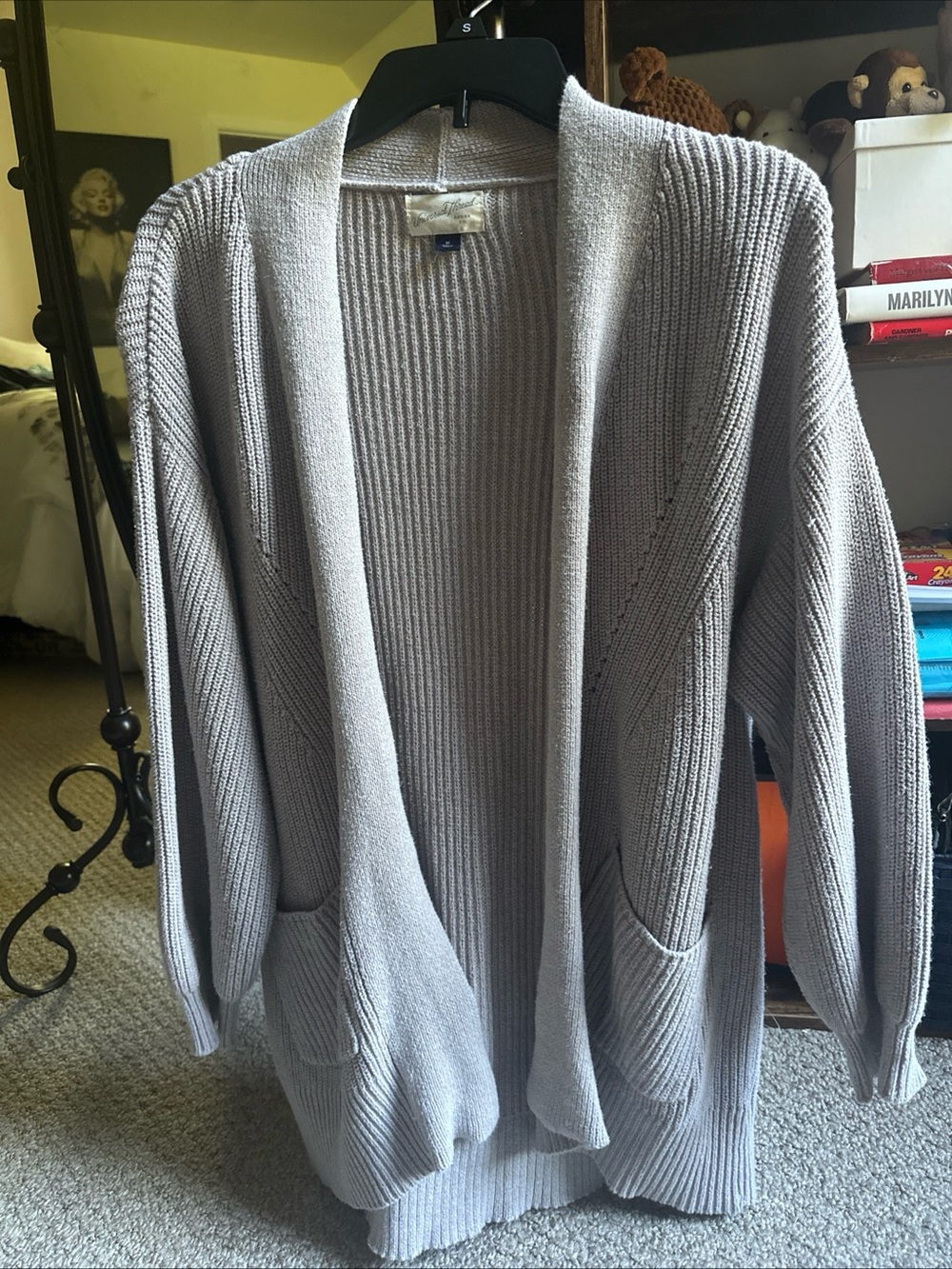 Universal Thread Light Gray Ribbed Open-Front Cardigan - Picture 3 of 6
